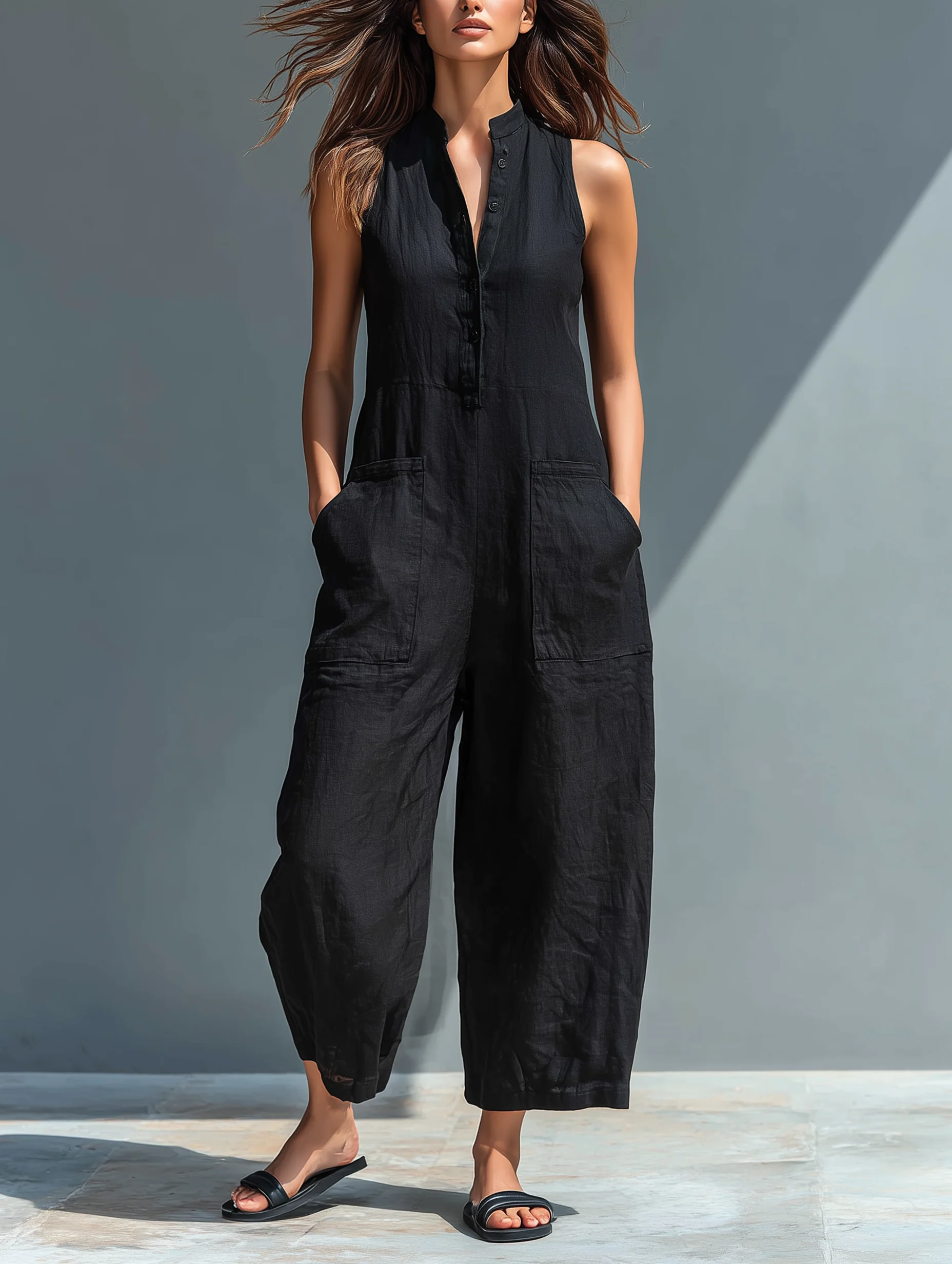 Women's Sleeveless Loose-fitting Jumpsuit