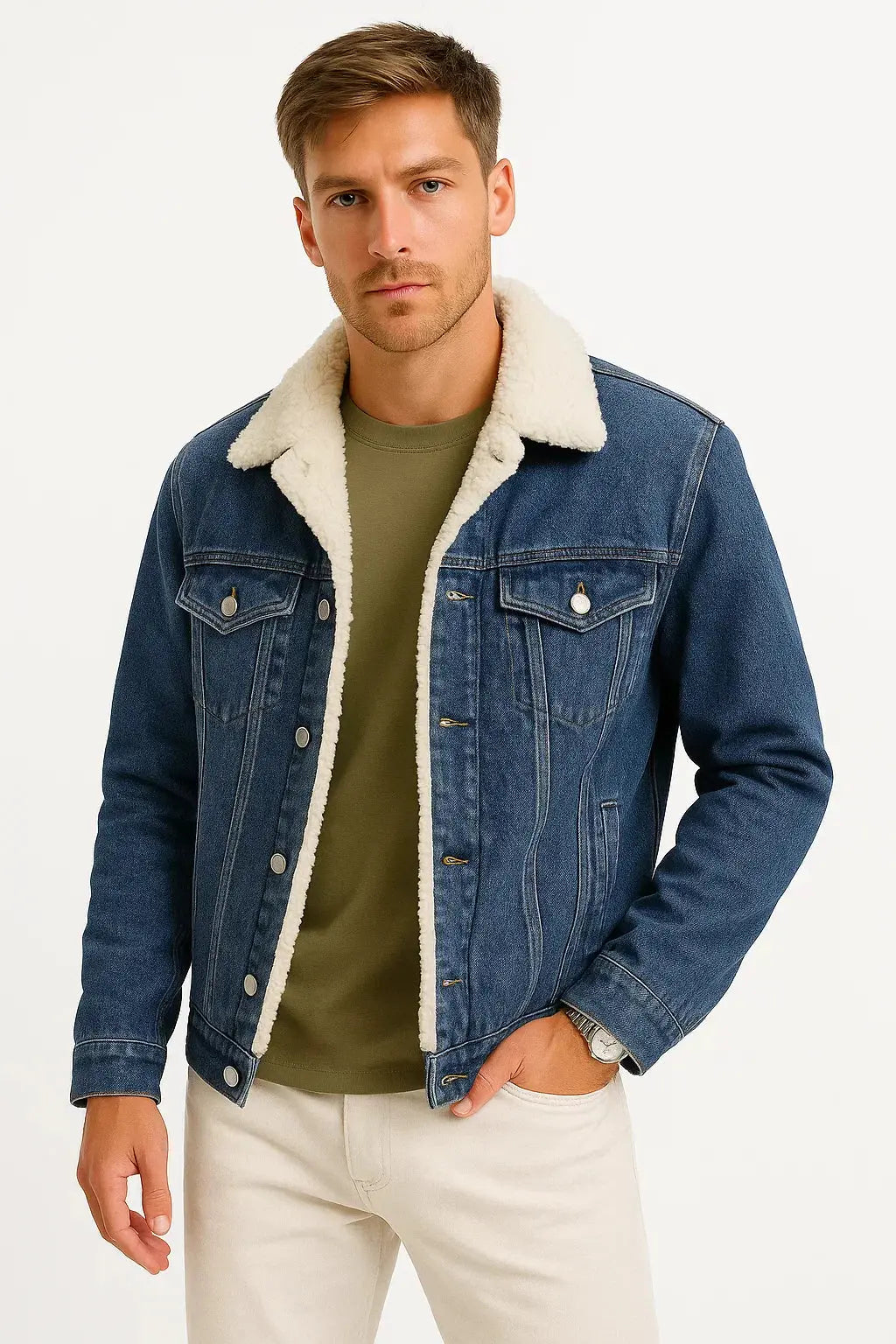 Harrington Oxford | Men's Fleece Jacket Denim Thickened Winter Loose Fit