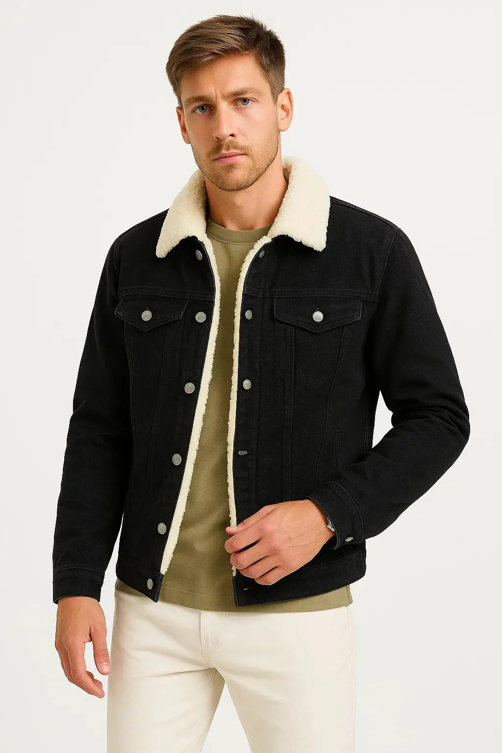 Harrington Oxford | Men's Fleece Jacket Denim Thickened Winter Loose Fit