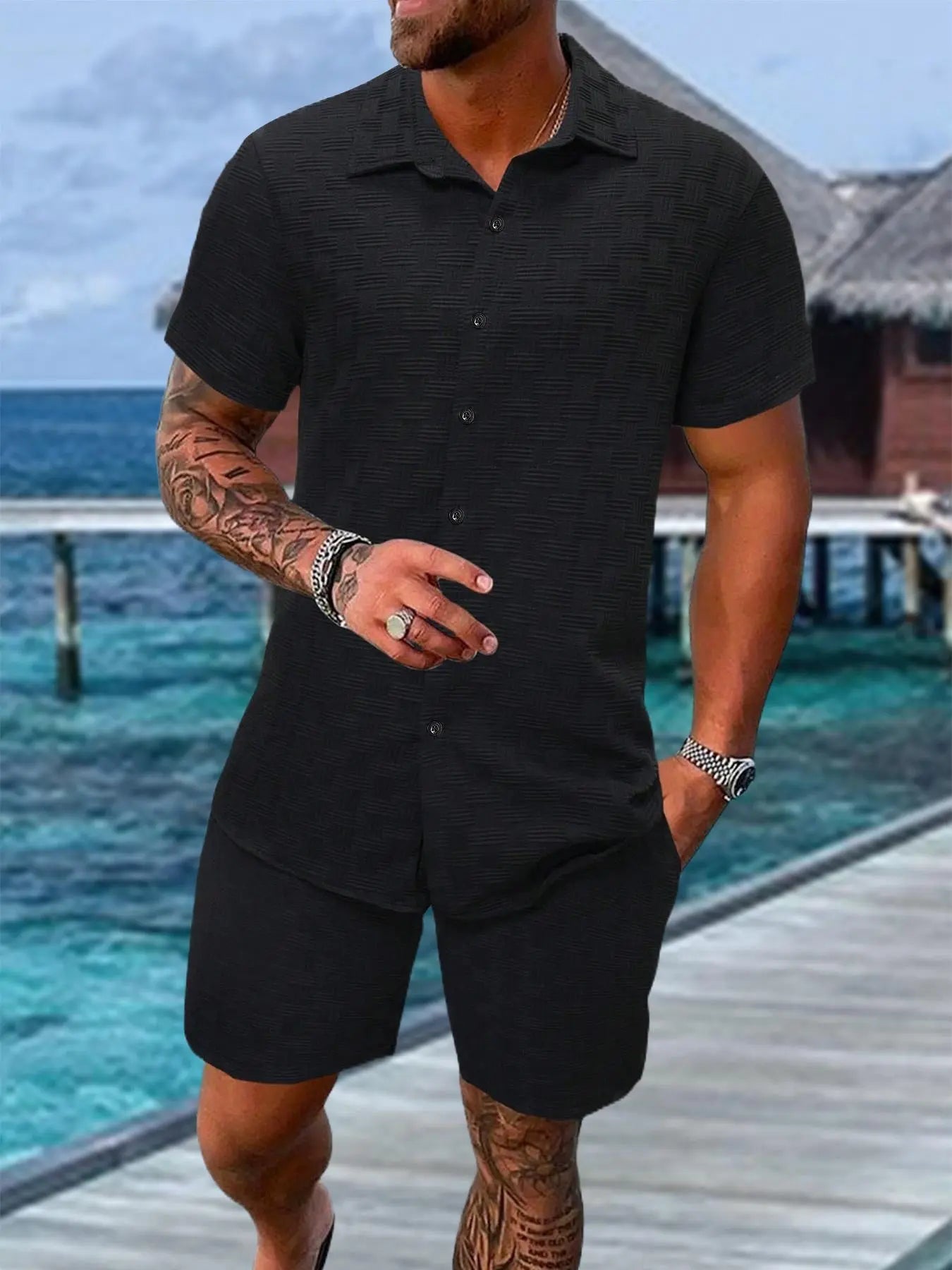 2-Piece Men's Regular Fit Short Sleeve Pajama Set