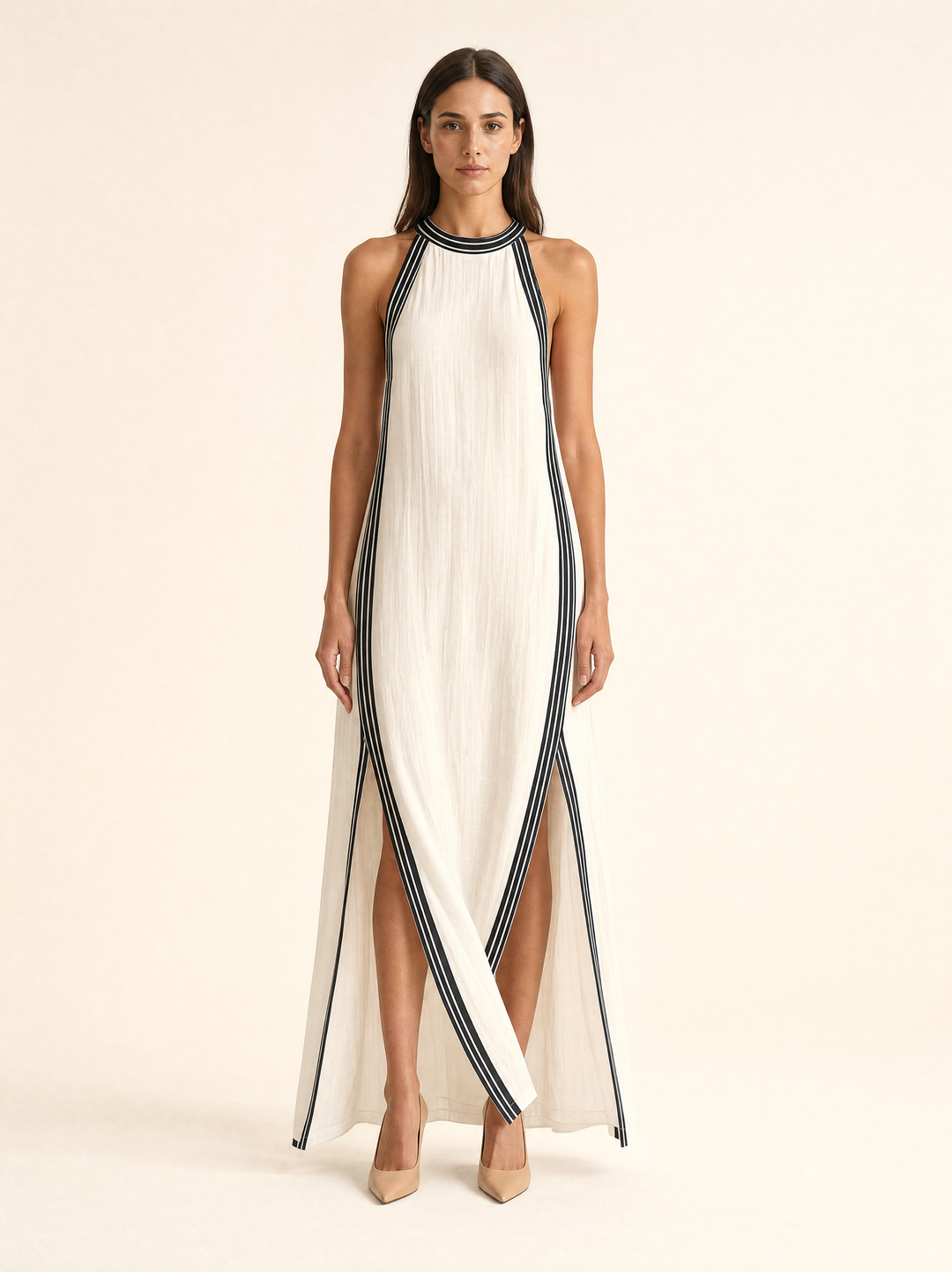 Sleeveless Halter Neck Maxi Dress