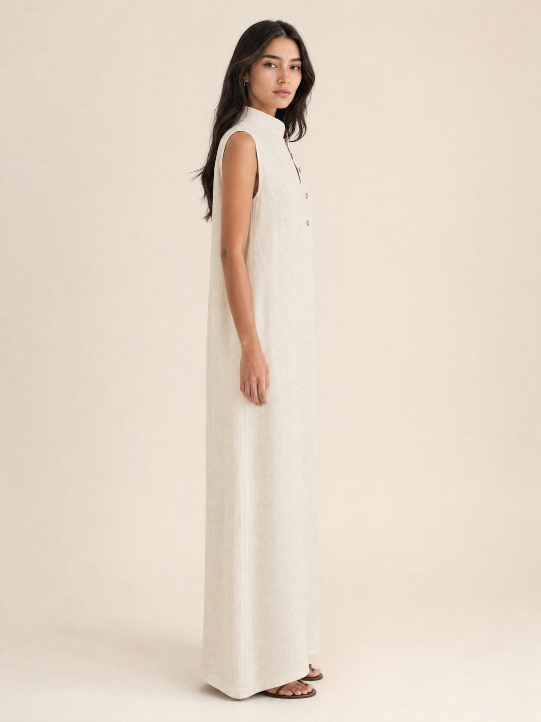 Elegant Sleeveless Linen Maxi Dress