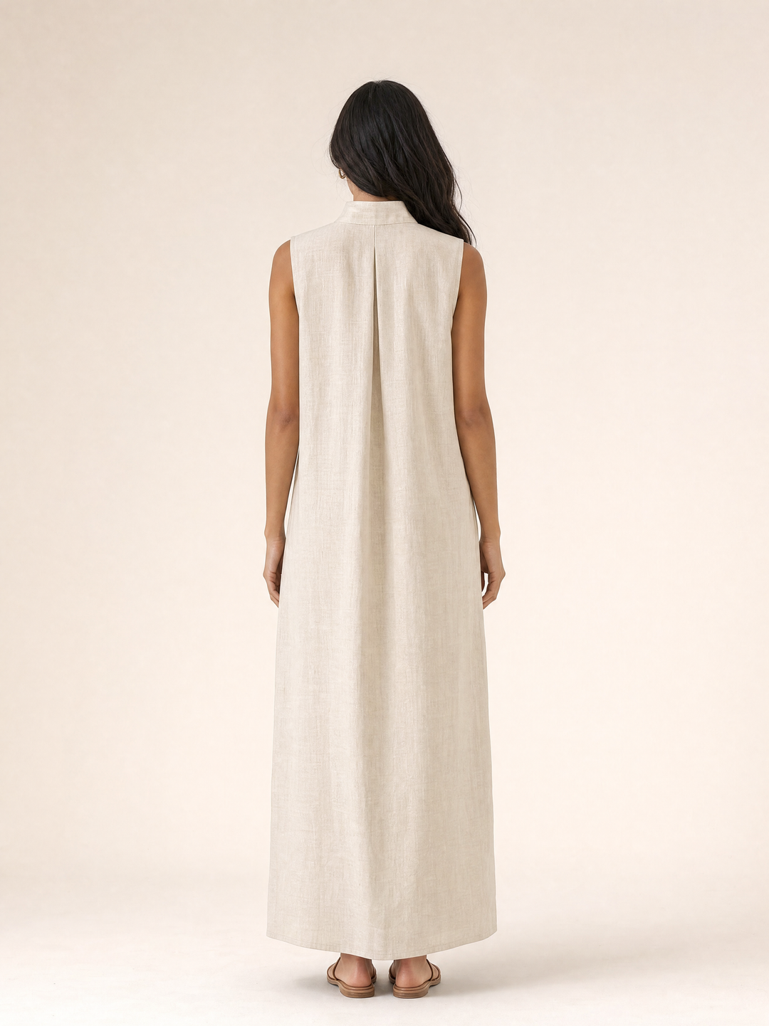 Elegant Sleeveless Linen Maxi Dress
