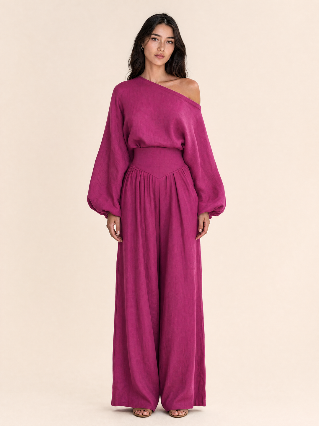 Asymmetrical One-Shoulder Trouser Set