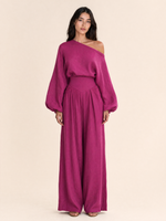 Load image into Gallery viewer, Asymmetrical One-Shoulder Trouser Set
