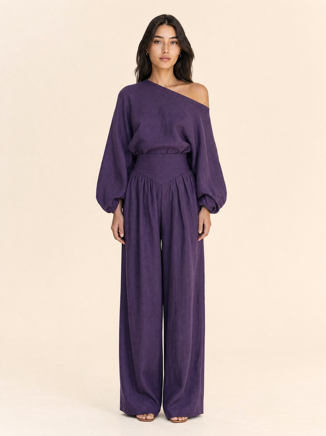 Asymmetrical One-Shoulder Trouser Set