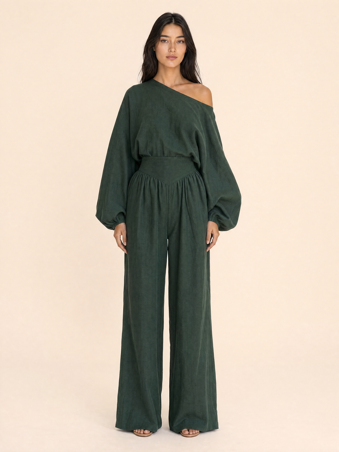 Asymmetrical One-Shoulder Trouser Set