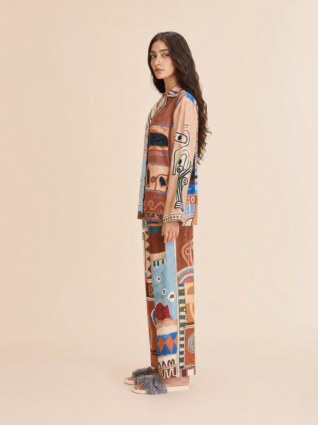 Abstract Print Tailored Trouser Set