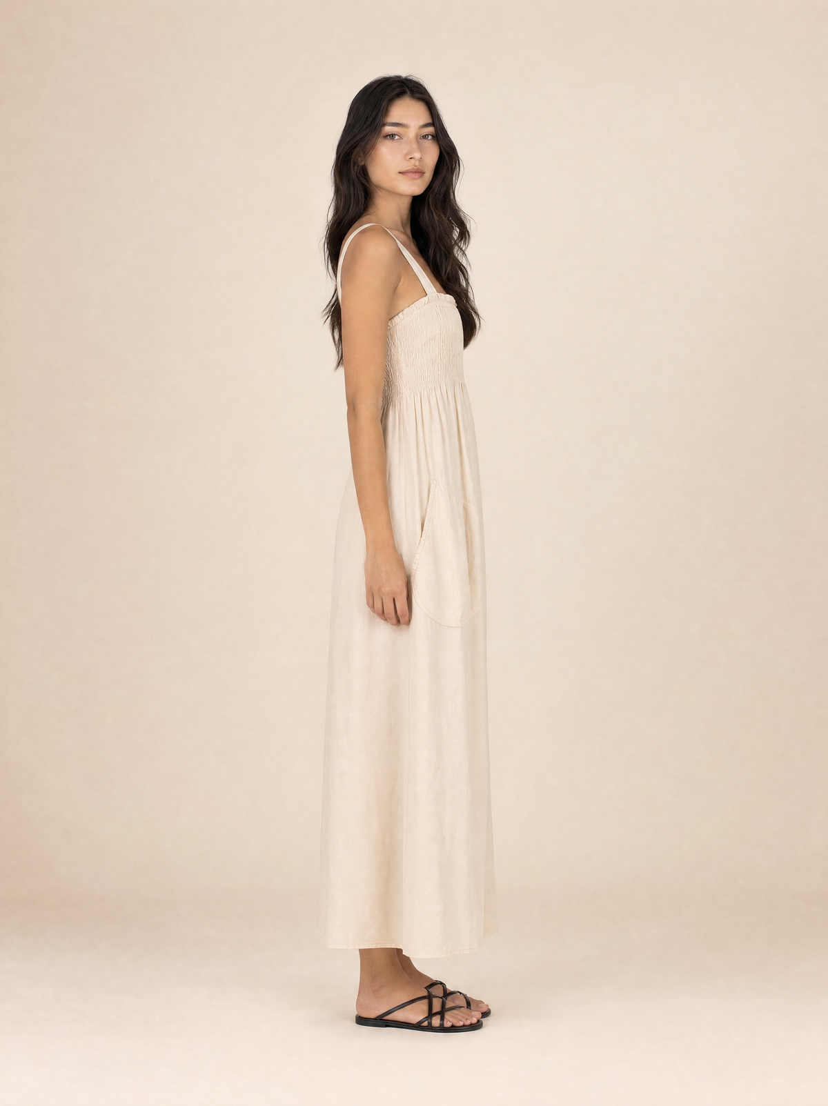 Shirred Pocket Maxi Dress