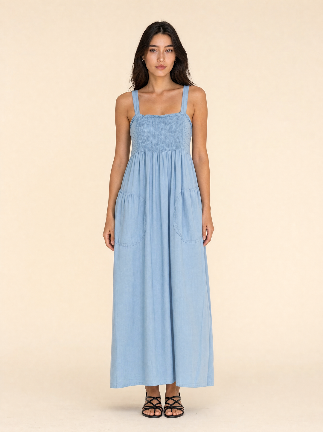 Shirred Pocket Maxi Dress