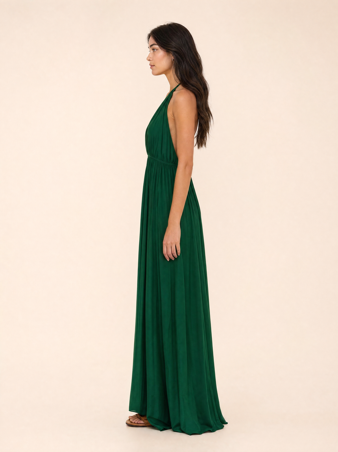Flowing Deep V Neck Maxi Dress