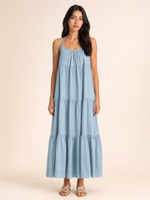 Load image into Gallery viewer, Adjustable Tiered Linen Maxi Dress
