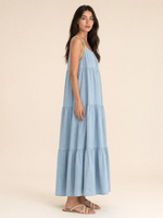 Load image into Gallery viewer, Adjustable Tiered Linen Maxi Dress
