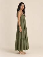 Load image into Gallery viewer, Adjustable Tiered Linen Maxi Dress
