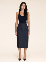 Load image into Gallery viewer, Vintage Pinstripe Pencil Midi Skirt
