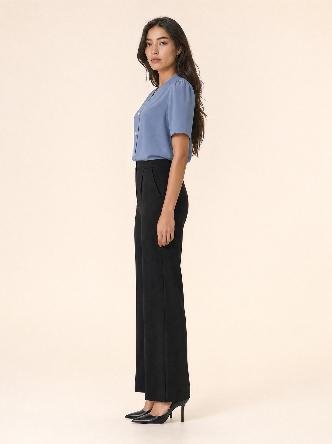 V-Neck Casual Button Short-Sleeve Shirt