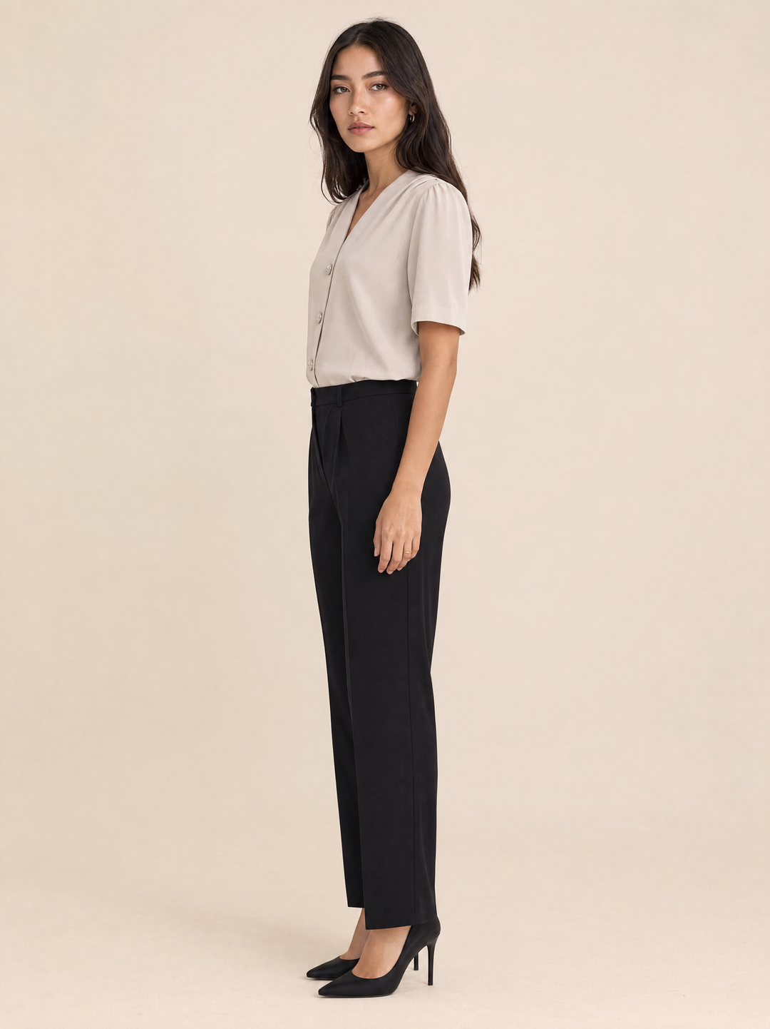 V-Neck Casual Button Short-Sleeve Shirt