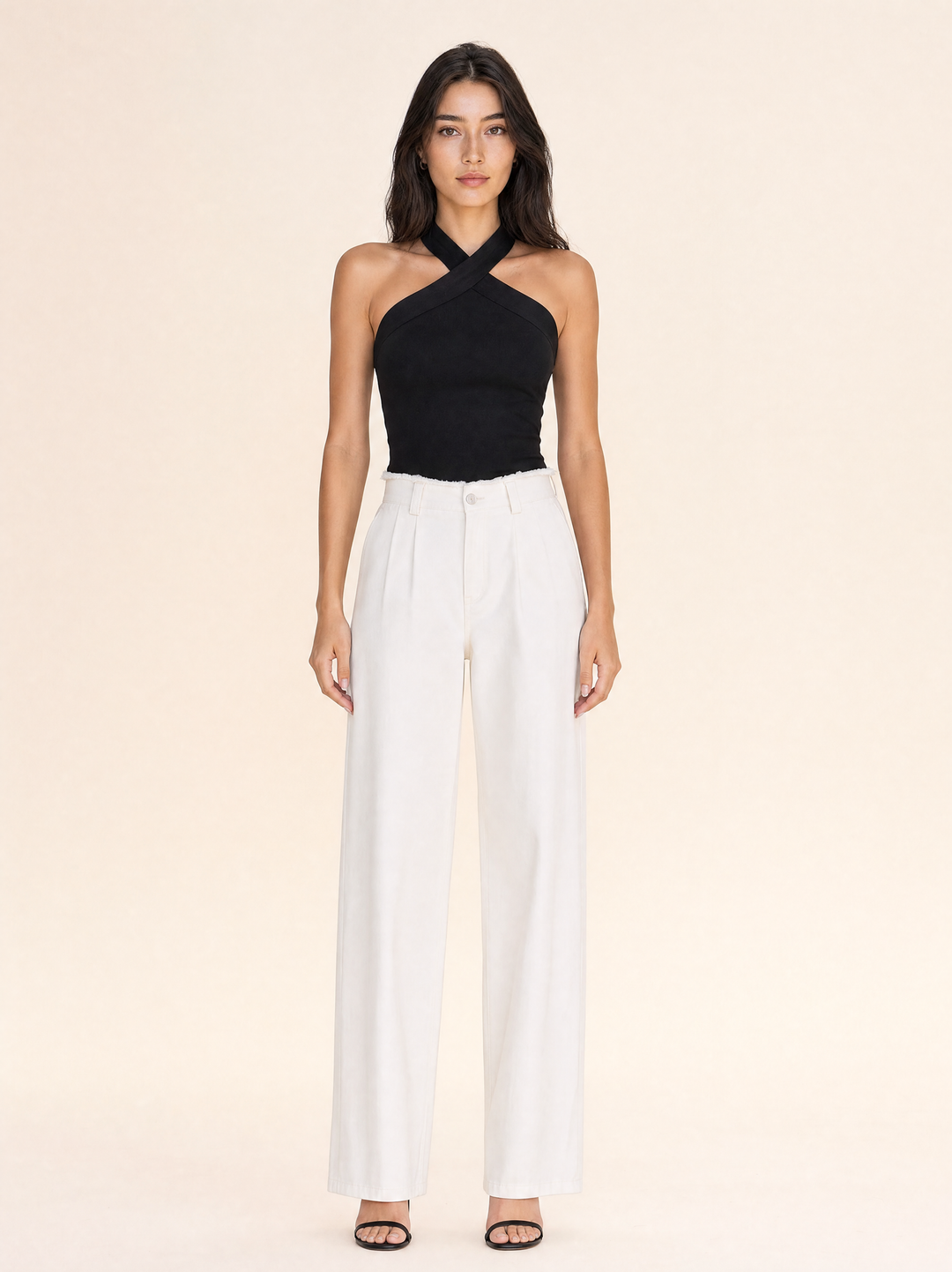 Cross-Neck Sleeveless Top