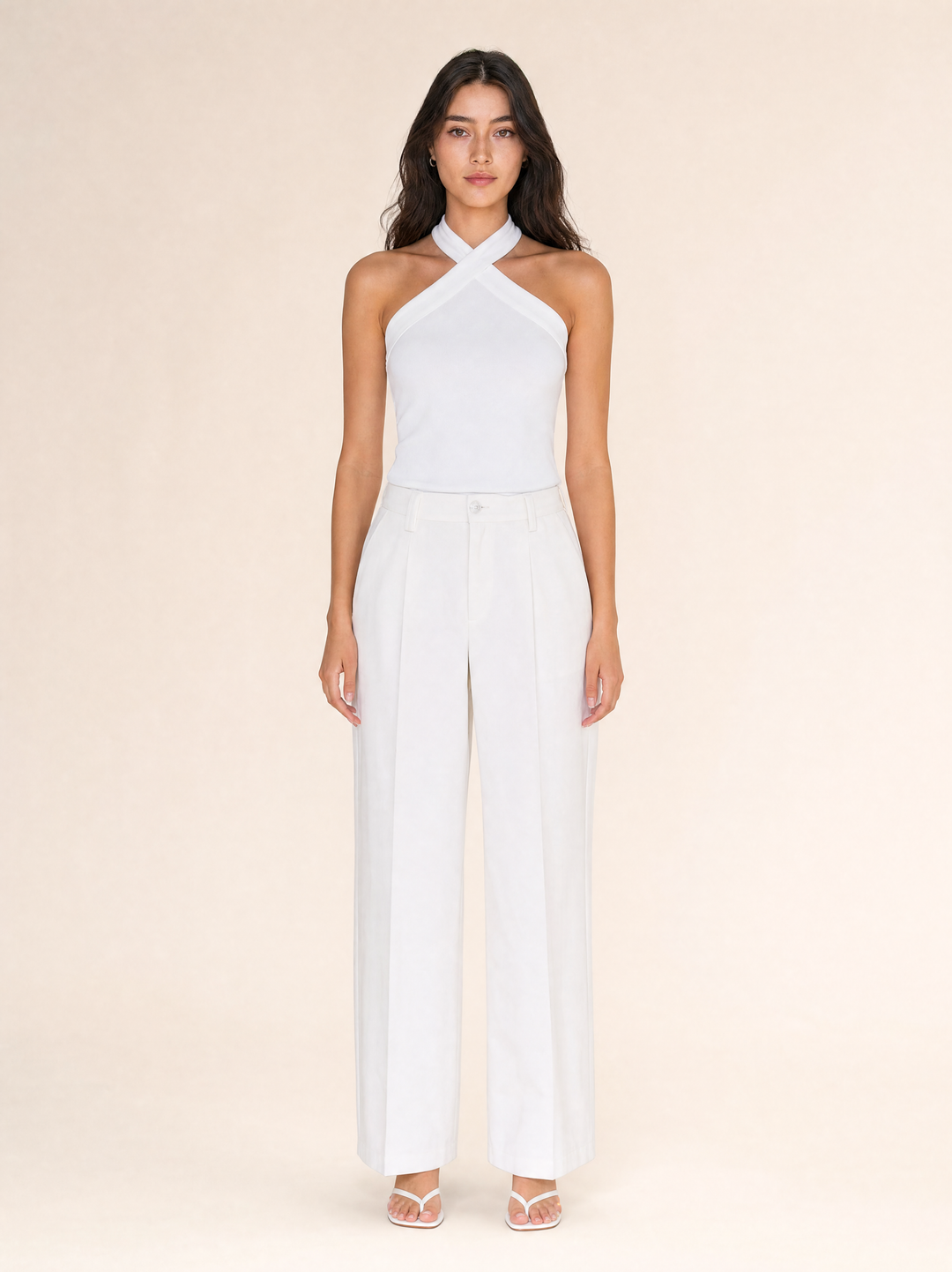 Cross-Neck Sleeveless Top