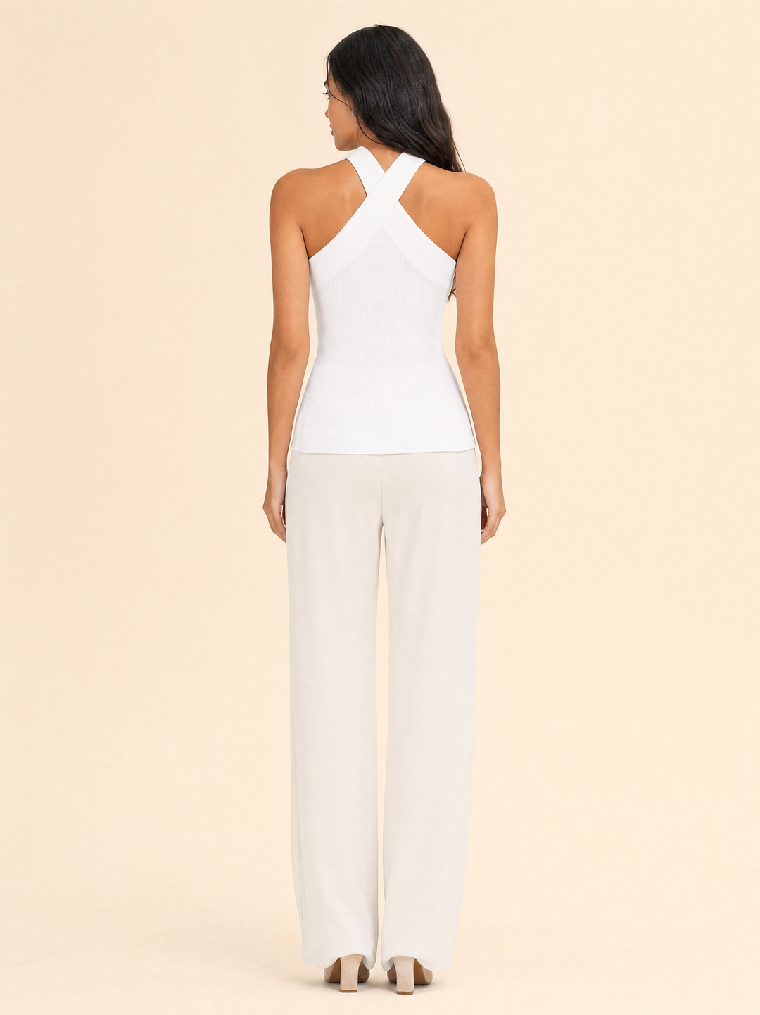 Cross-Neck Sleeveless Top