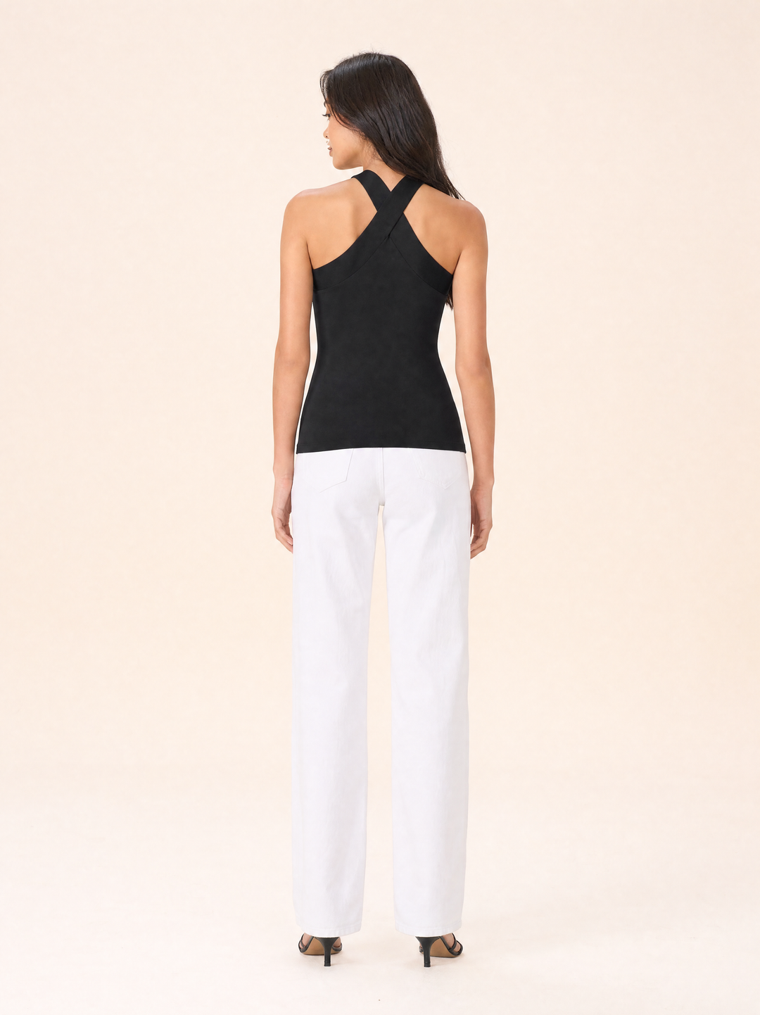 Cross-Neck Sleeveless Top