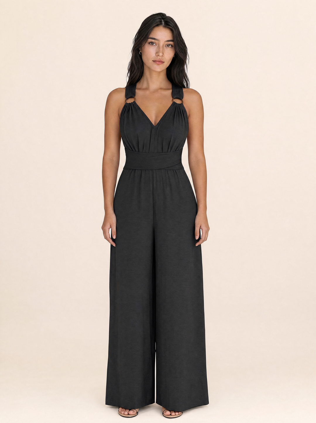 V-neck Backless Jumpsuits