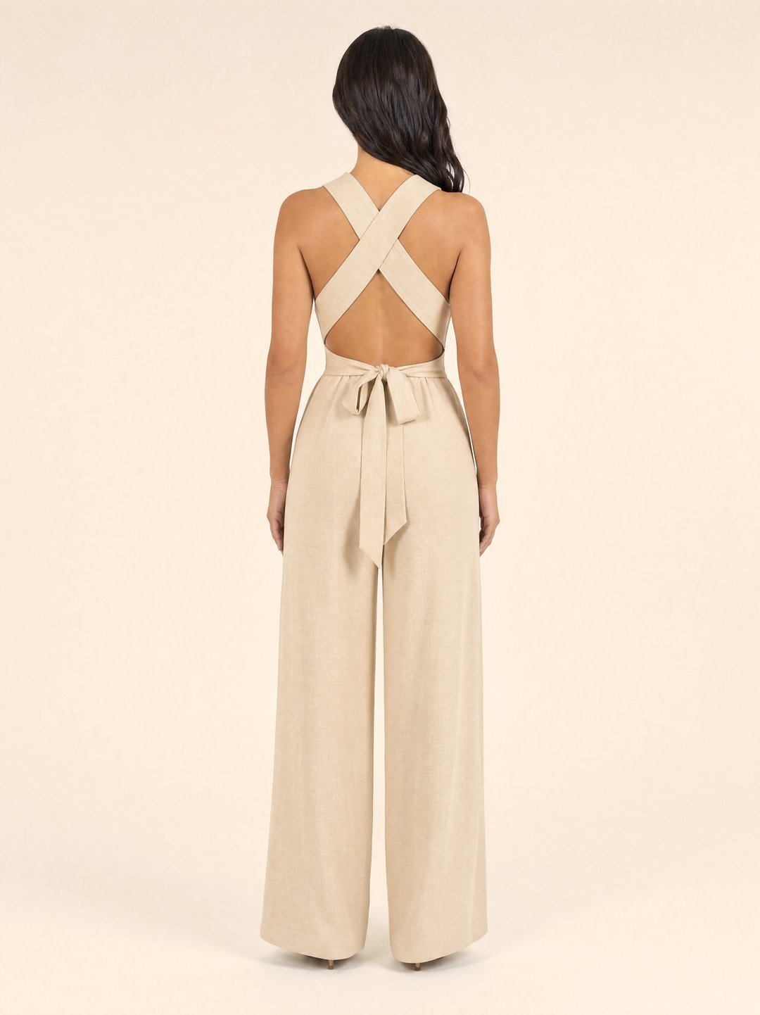 V-neck Backless Jumpsuits