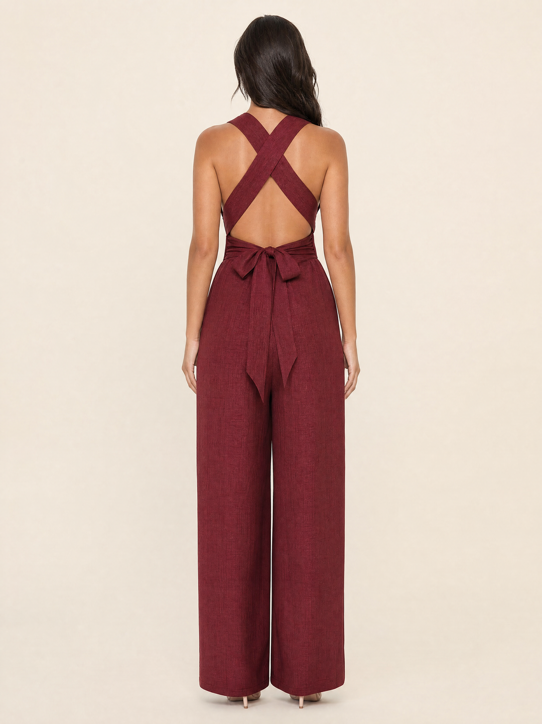 V-neck Backless Jumpsuits