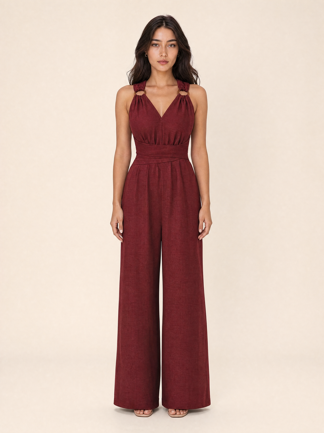 V-neck Backless Jumpsuits