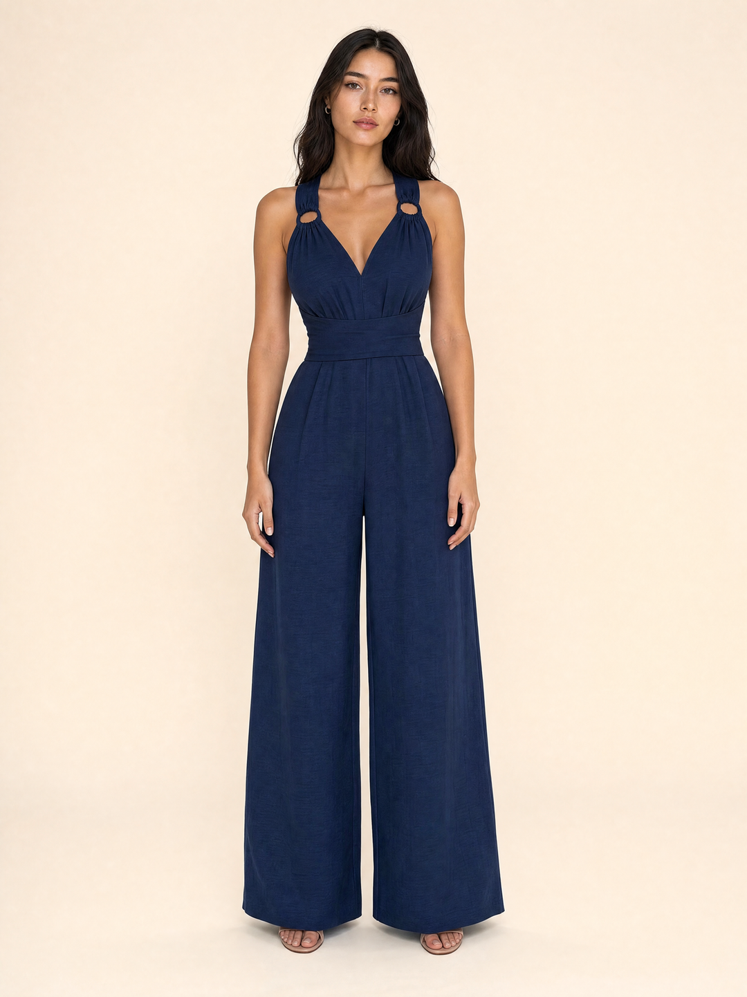 V-neck Backless Jumpsuits
