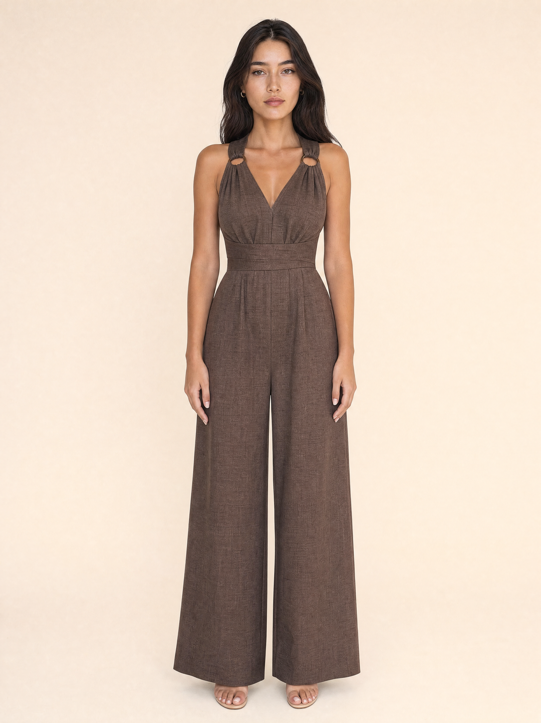 V-neck Backless Jumpsuits