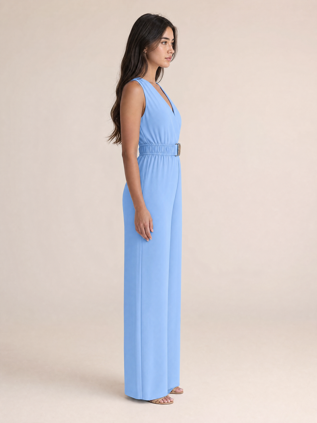 Elegant High Waist V-neck Sleeveless Jumpsuit