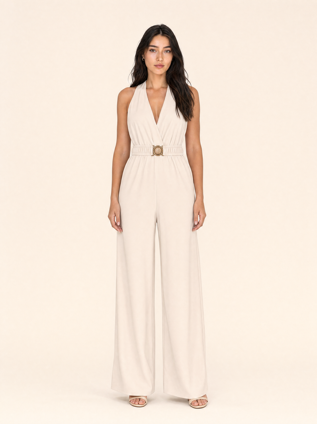 Elegant High Waist V-neck Sleeveless Jumpsuit