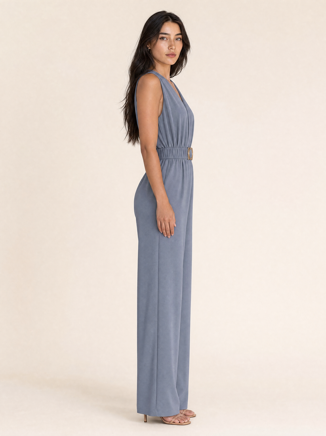 Elegant High Waist V-neck Sleeveless Jumpsuit