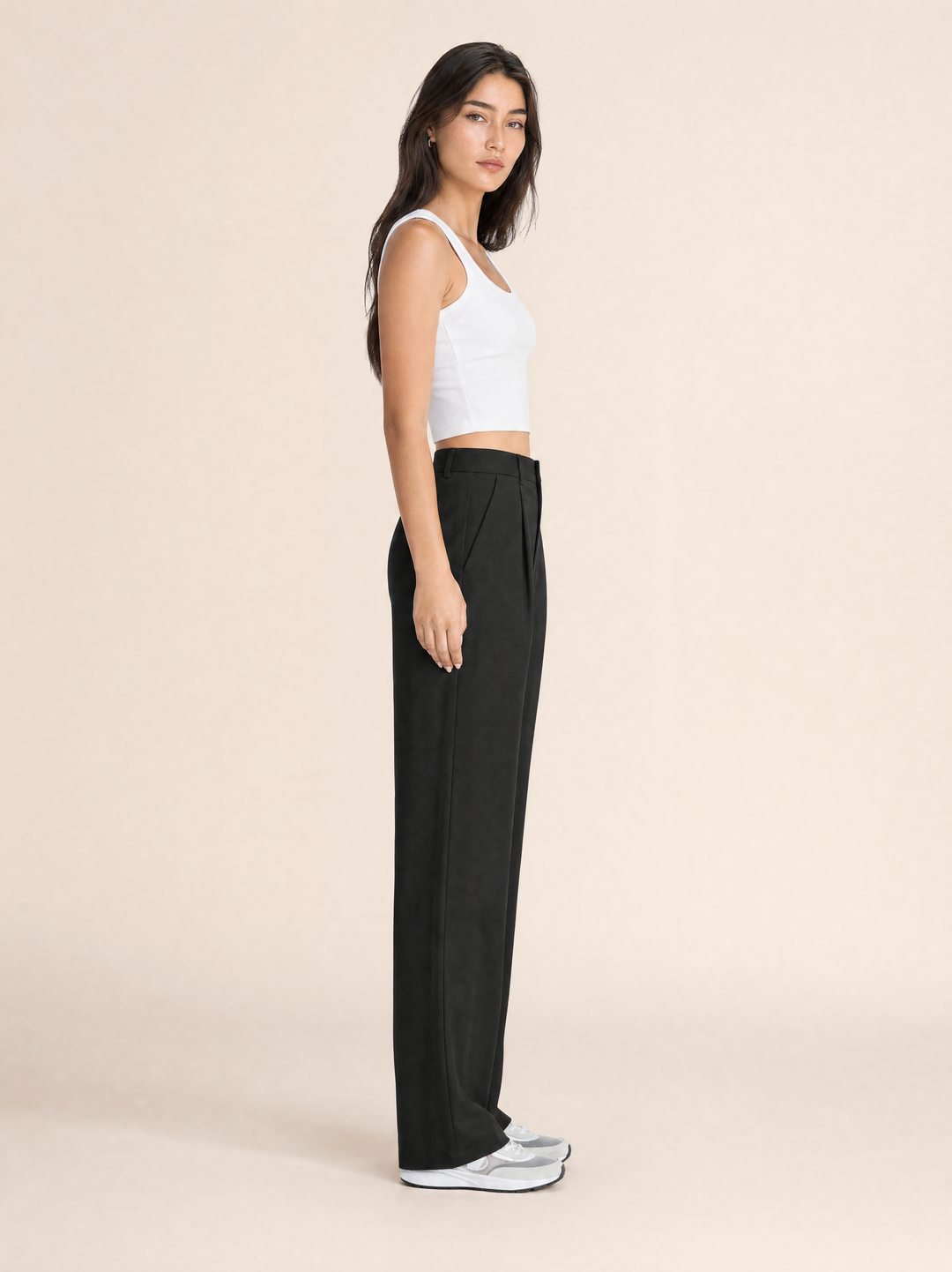 Casual High-Waisted Straight-Leg Trousers