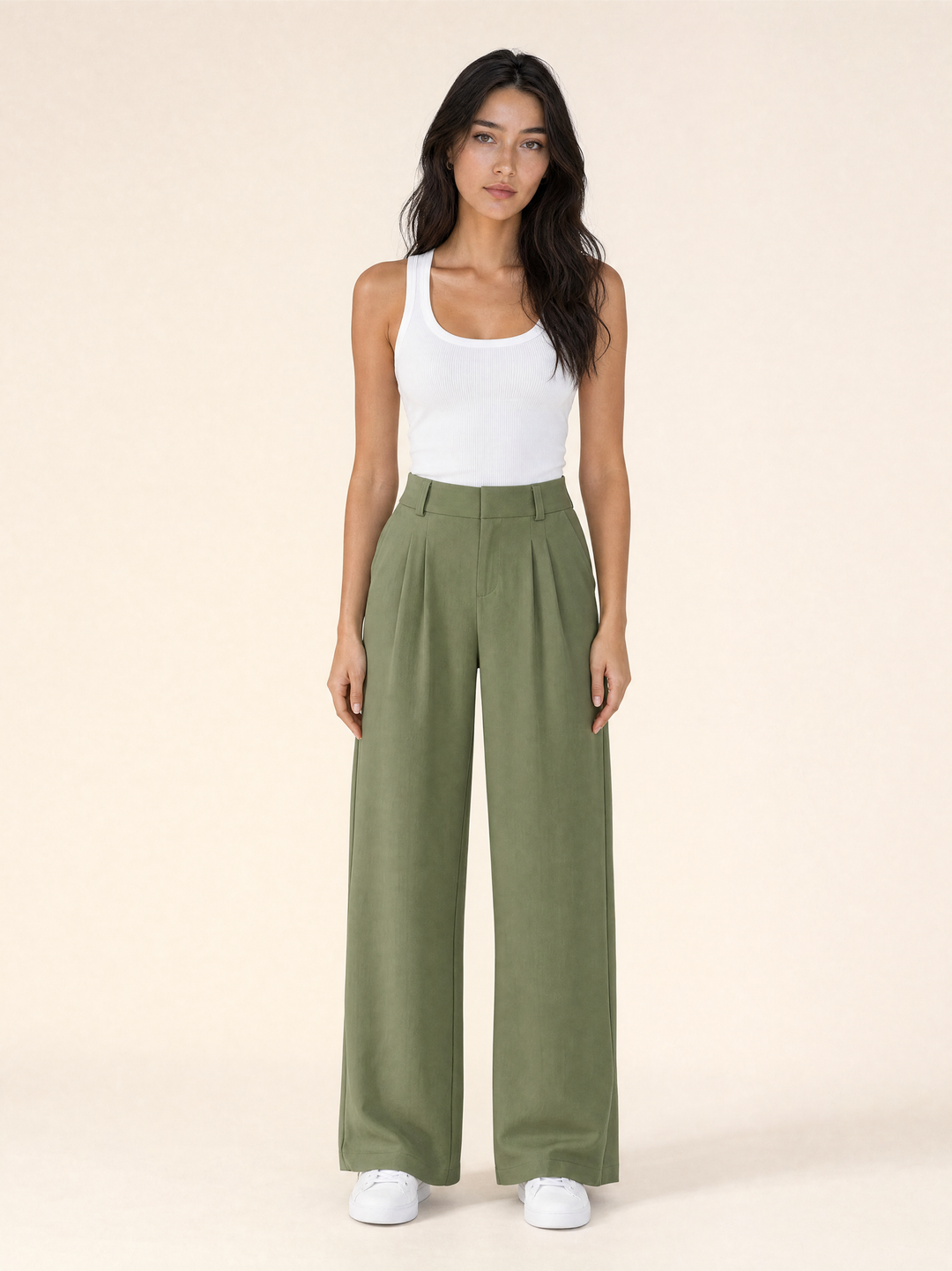 Casual High-Waisted Straight-Leg Trousers
