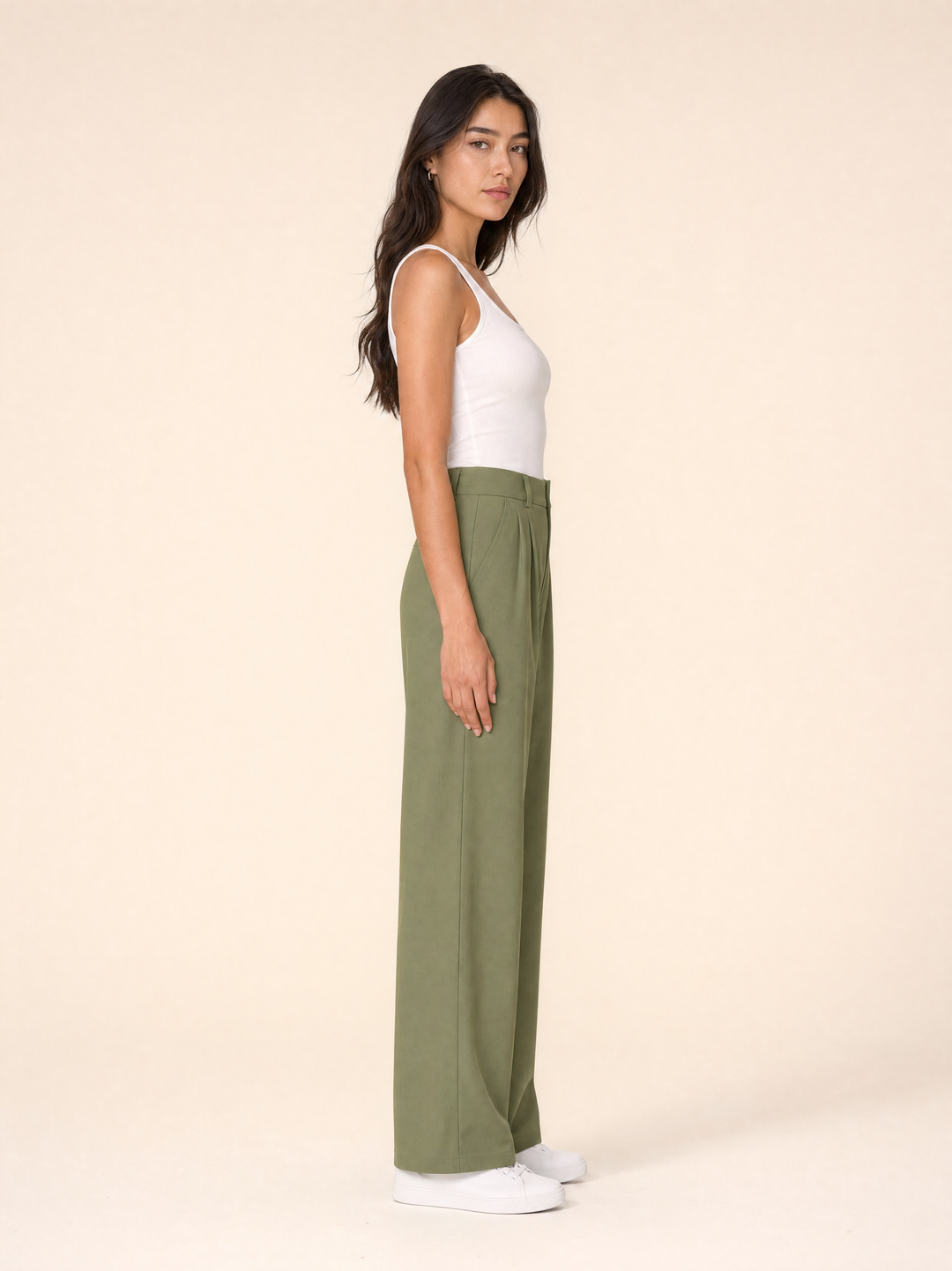 Casual High-Waisted Straight-Leg Trousers