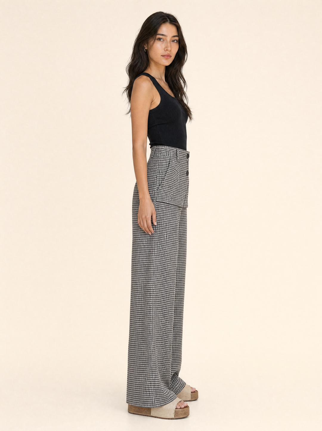 Casual Plaid High-Waist Pants