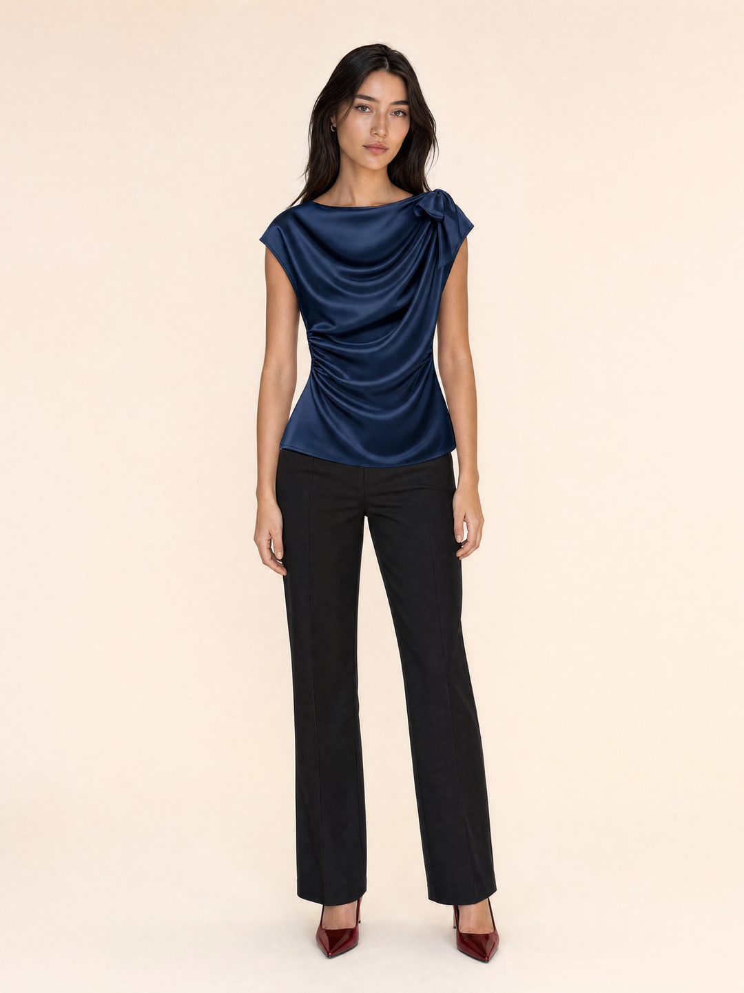 Office Satin Solid & Slim Tops