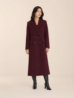 Load image into Gallery viewer, Burgundy Wool Blend Coat with Lapel
