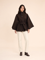 Load image into Gallery viewer, Belted Poncho Coat with Stand Collar

