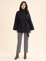 Load image into Gallery viewer, Belted Poncho Coat with Stand Collar
