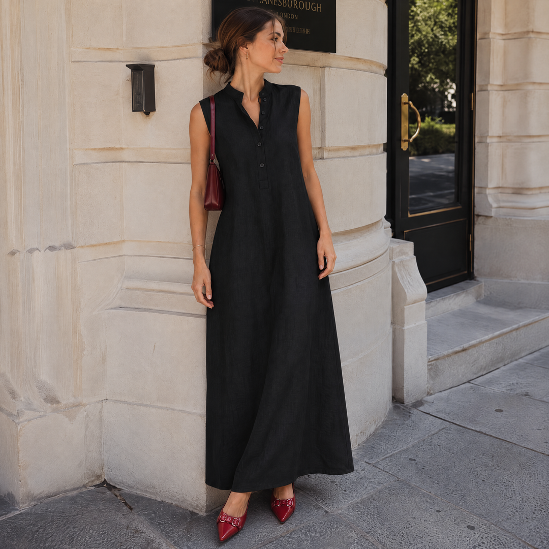 Elegant Sleeveless Linen Maxi Dress
