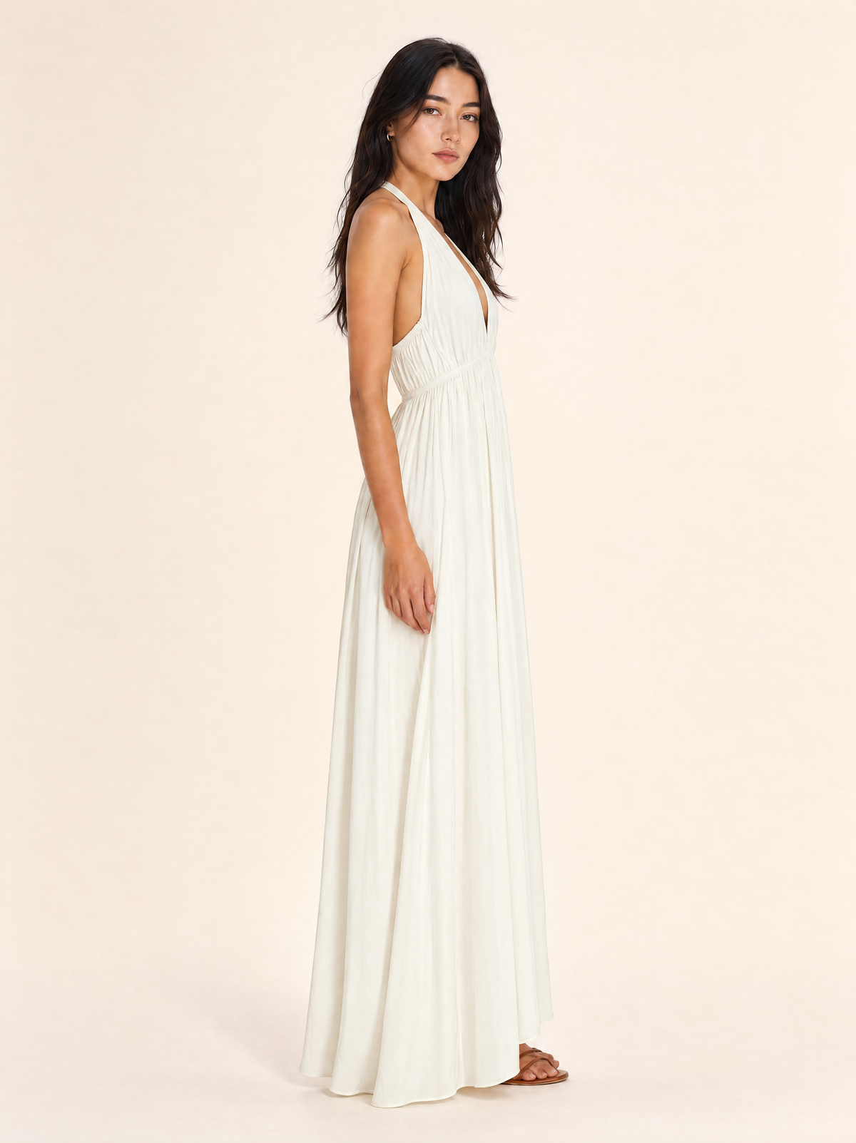 Flowing deep v neck maxi dress