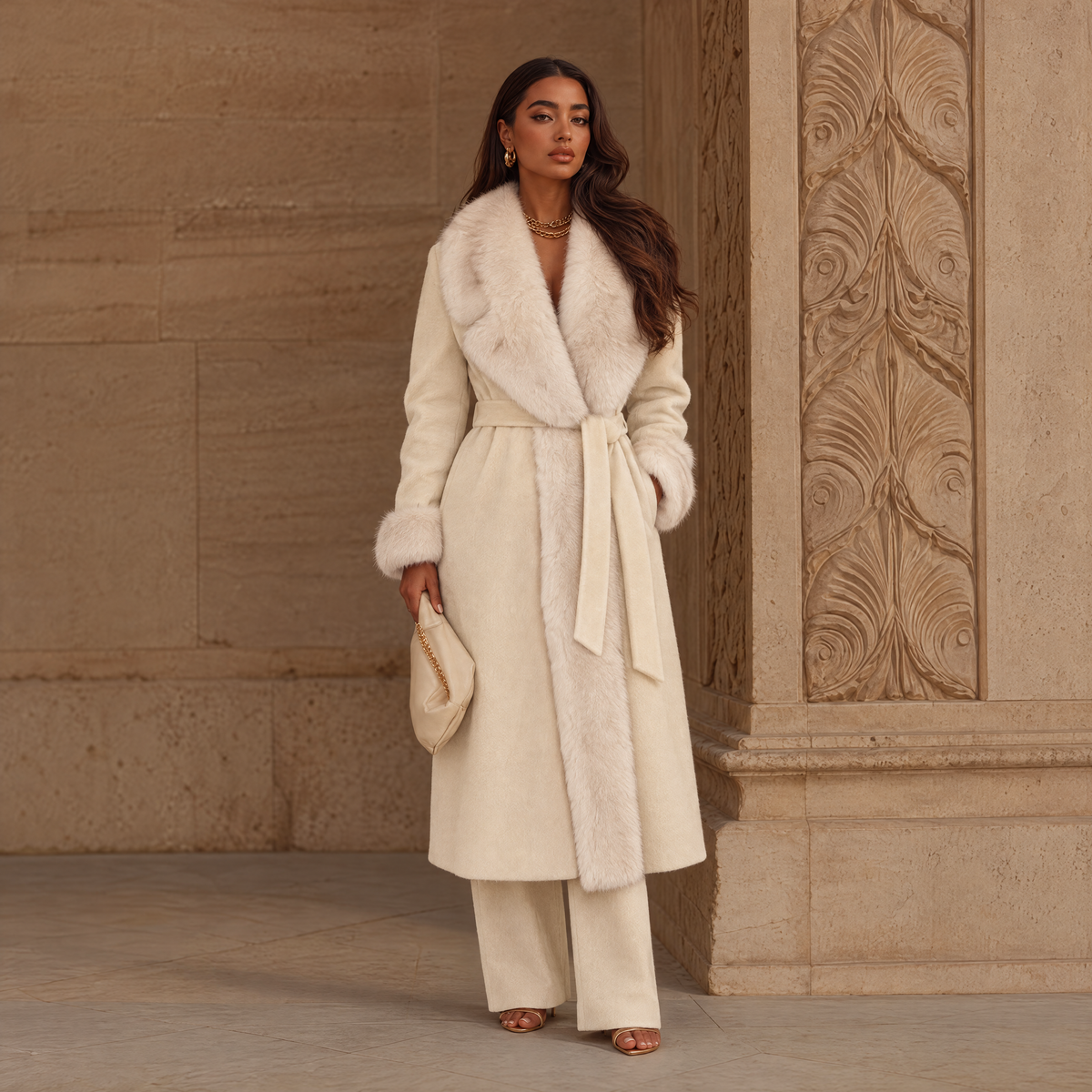 Fur collar heavy jacket
