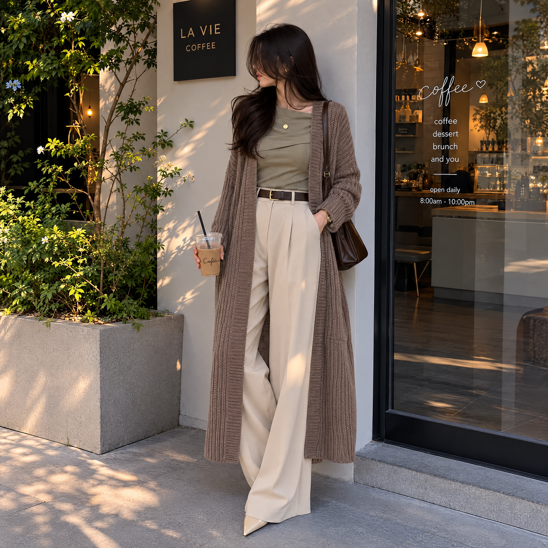 Oversized Ribbed Knit Maxi Cardigan