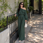 Load image into Gallery viewer, Asymmetrical One-Shoulder Trouser Set
