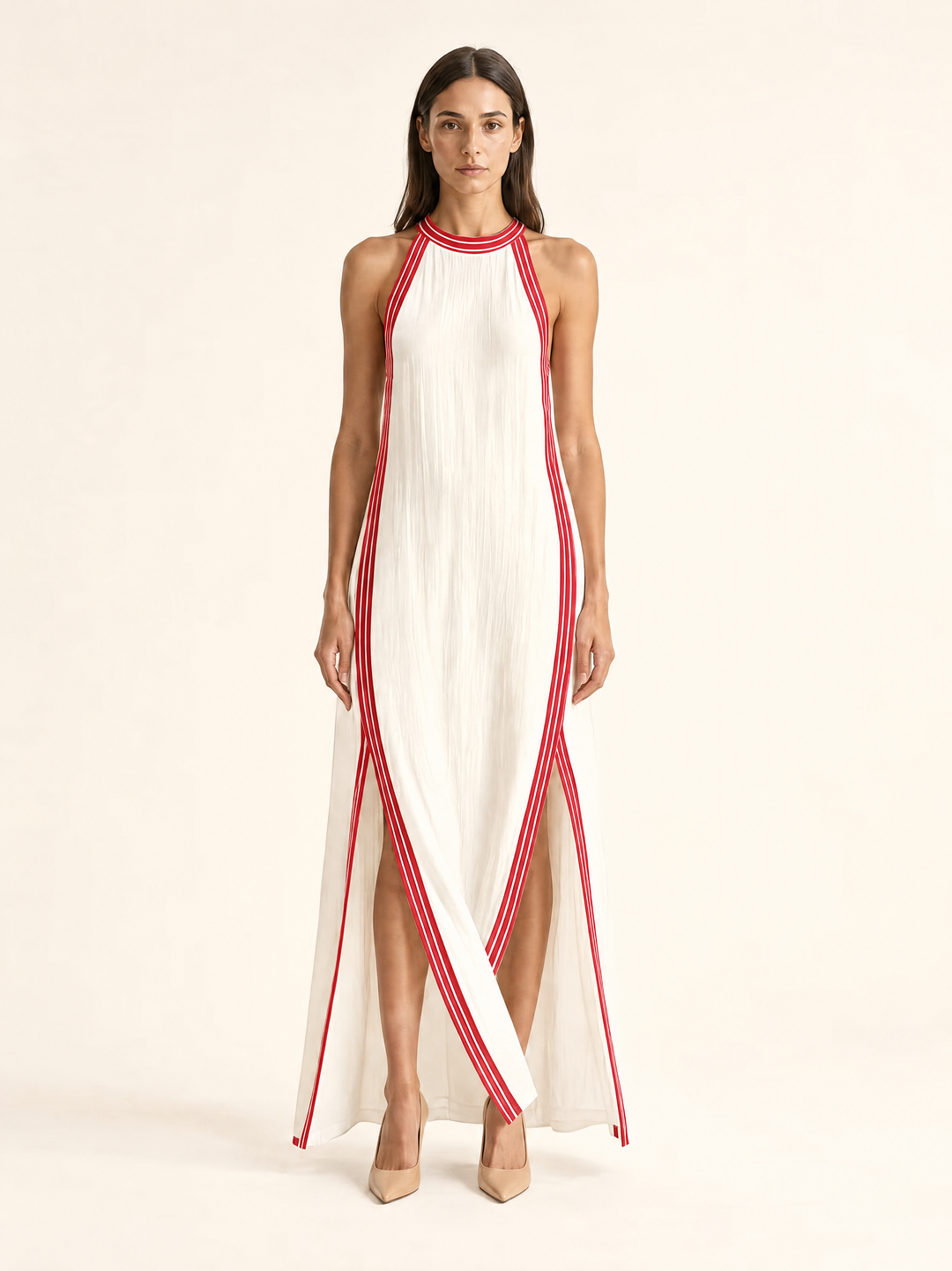 Sleeveless Halter Neck Maxi Dress