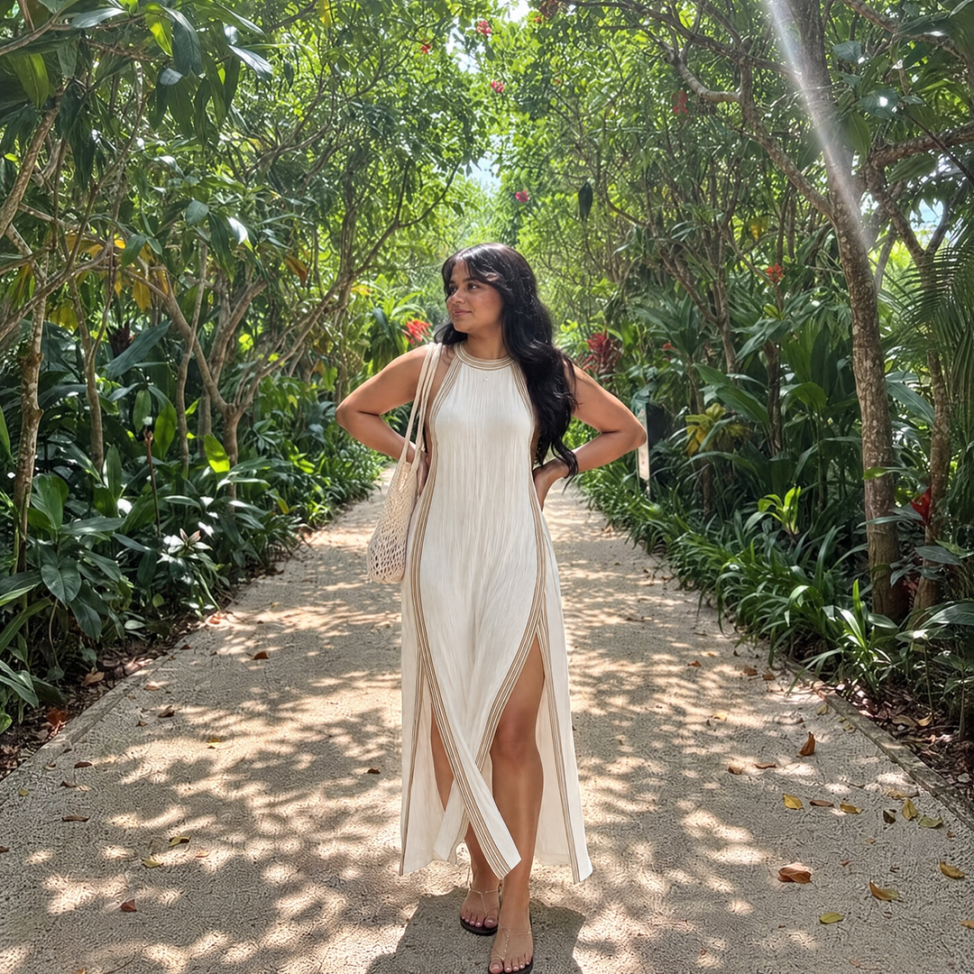 Sleeveless Halter Neck Maxi Dress
