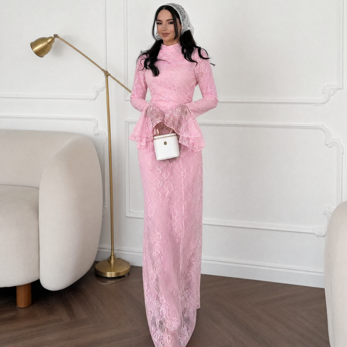Lace long sleeve maxi dress